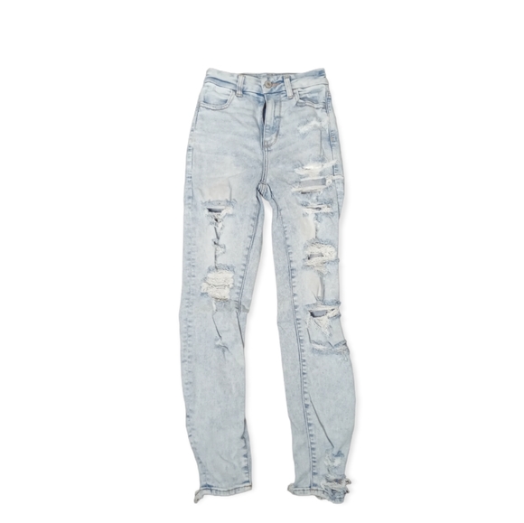 American eagle skinny jeans curvy high waist destressed size 000 - Picture 1 of 6